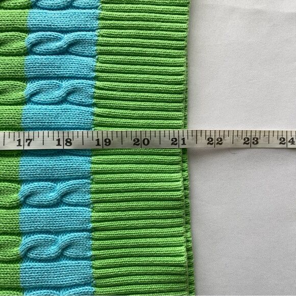Y2K Lilly Pulitzer Blue/ Green Logo Striped Cable Knit Sweater Size Extra Small - Picture 16 of 16